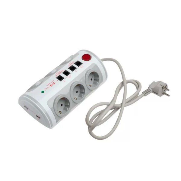 GEYER ΠΟΛΥΠΡΙΖΟ ΑΣΦΑΛΕΙΑΣ ΜΕ ΔΙΑΚΟΠΤΗ 6 ΘΕΣ. 2 USB 1A & LAN  GES-055